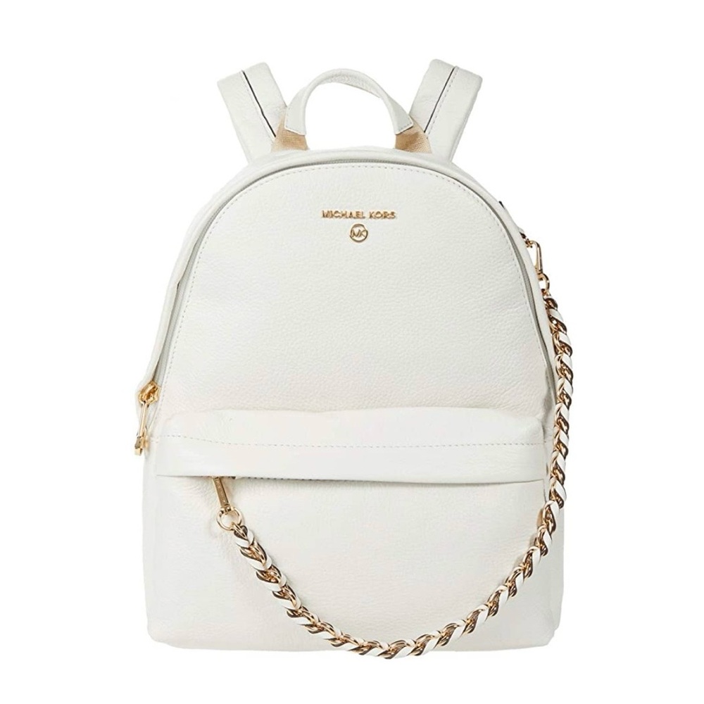 Michael Kors Slater Medium Pebbled Leather Backpack Optic White